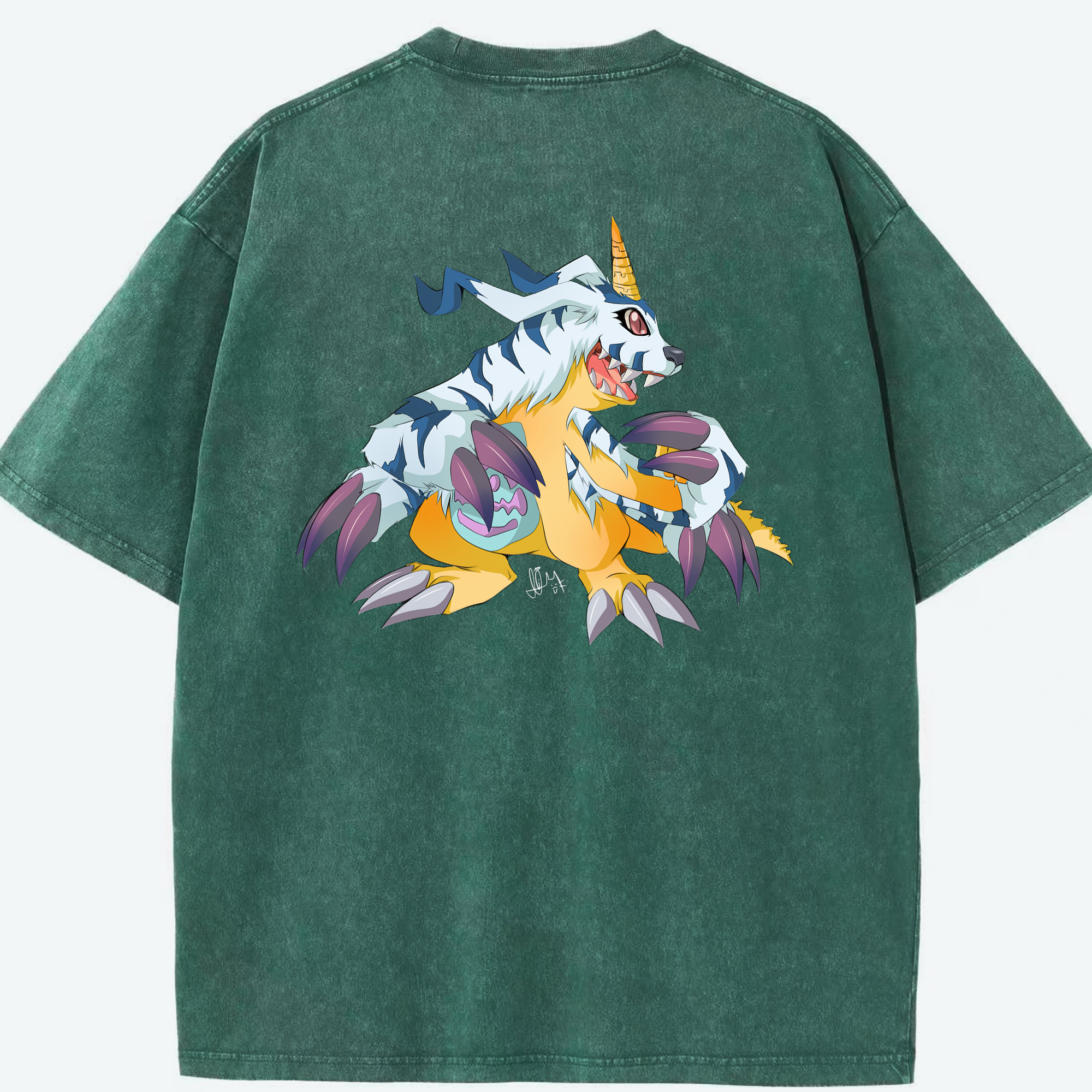 （画像用） Digimon デジタルモンスター/デジモン 綿100% ヴィンテージ風 半袖Tシャツ（背面プリント）